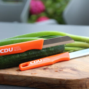 Küchenmesser mit Werbeaufdruck auf dem Griff