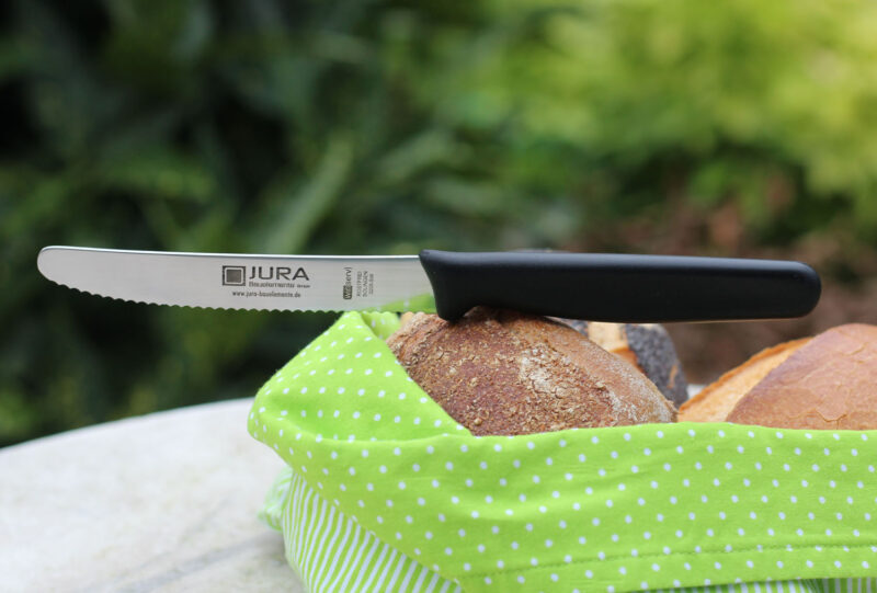 Brötchenmesser 3205-SW mit schwarzem Kunststoffgriff, rostfreie Klinge mit scharfem Wellenschliff, Made in Solingen