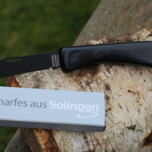 Taschenmesser 6304 mit schwarzem Griff und Teflonklinge sowie der zugehörigen Verpackung