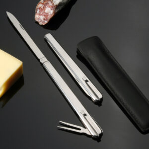 Wurstprobiermesser 6651 mit satinierten Griffschalen, sehr lange Klinge mit Anritzsäge